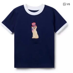NWT - Janie and Jack Embroidered Americana Dog T- Shirt